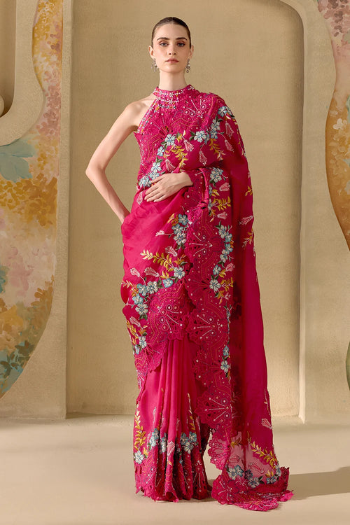 Fuchsia Botanica Saree