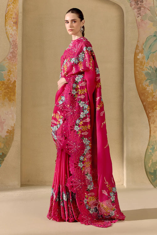Fuchsia Botanica Saree