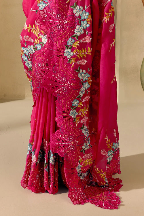 Fuchsia Botanica Saree