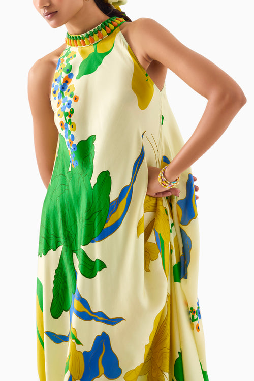 Yellow Rose Halter Dress