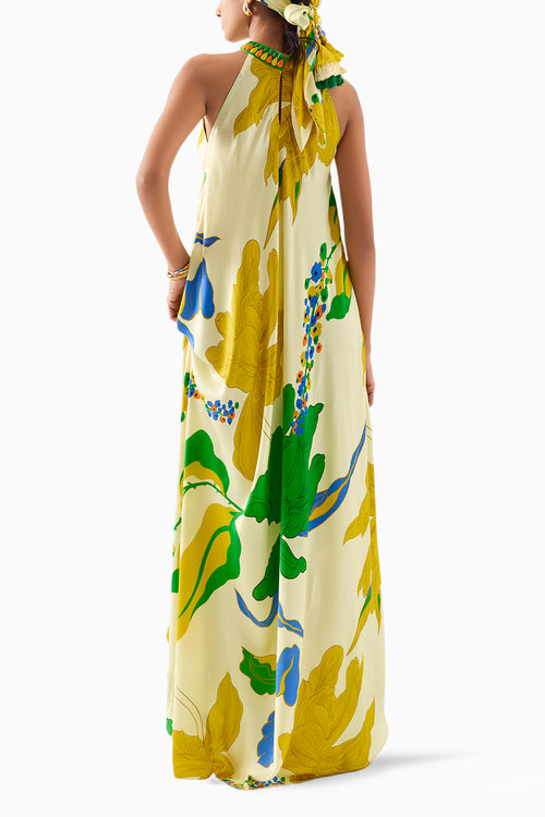 Yellow Rose Halter Dress