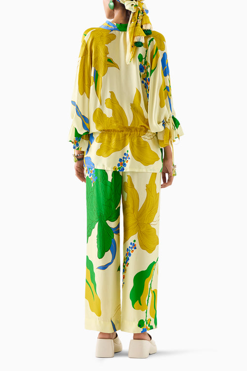 Yellow Rose Drawstring Shirt And Trousers