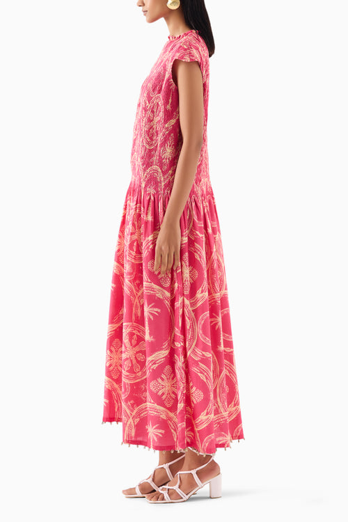Areca Palm Ruching Dress