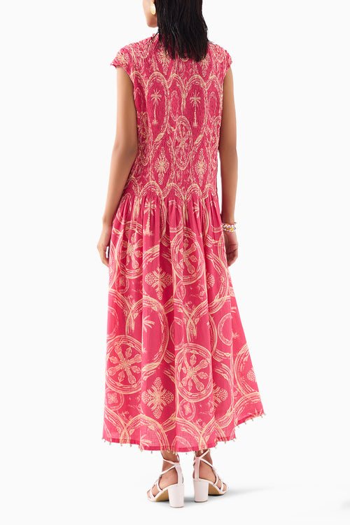 Areca Palm Ruching Dress