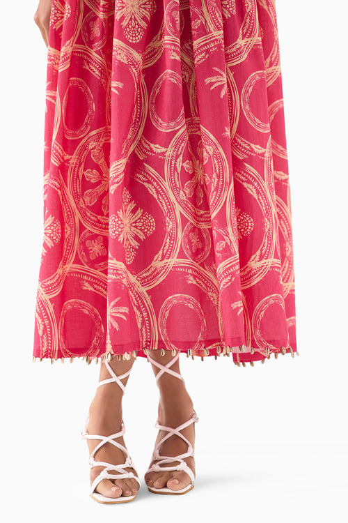 Areca Palm Ruching Dress