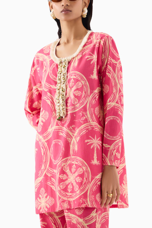 Areca Palm Short Kurta and Pants
