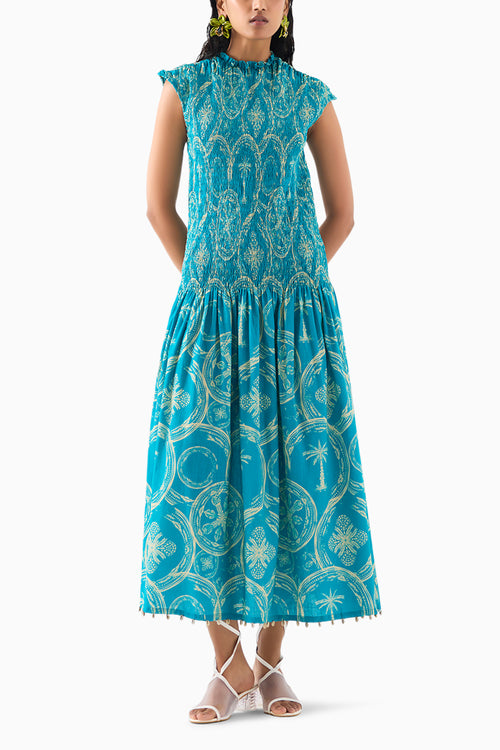 Coconut Palm Ruching Dress