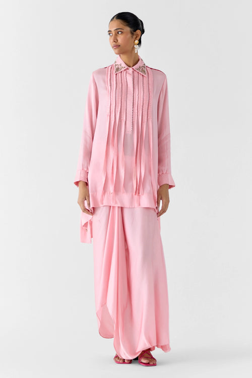 Moonstone Asymmetric Shirt And Knot Skirt