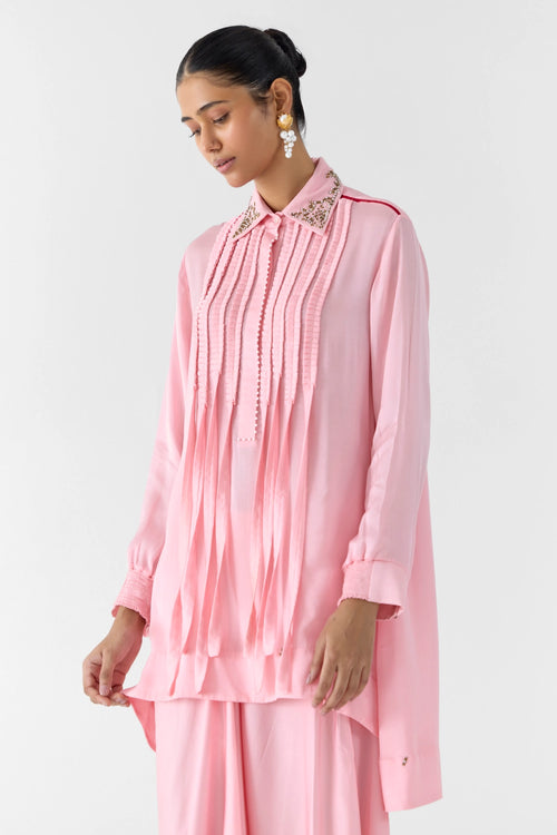 Moonstone Asymmetric Shirt And Knot Skirt