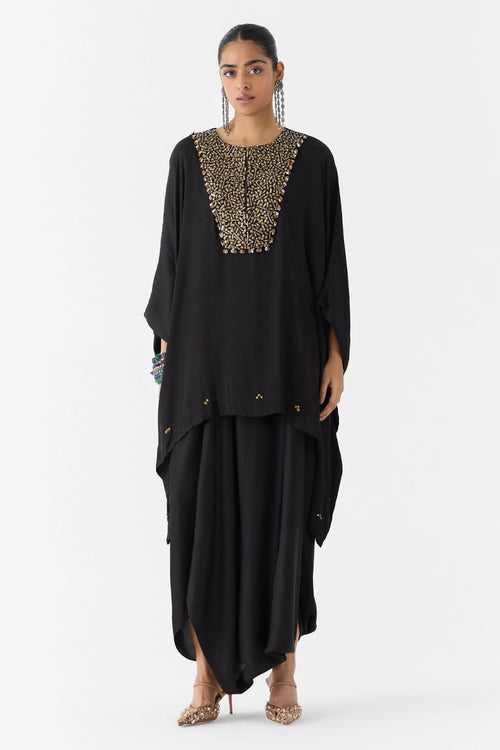 Onyx Embroidered Kimono And Knot Skirt
