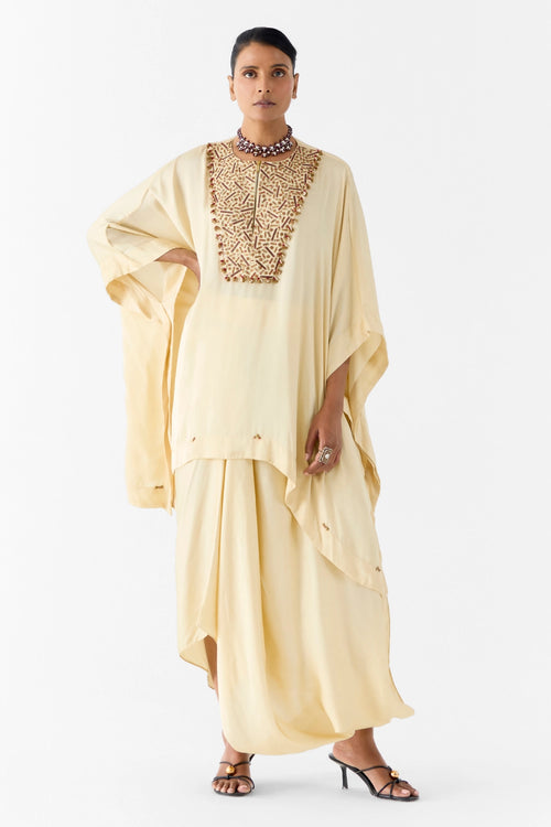 Pearl Embroidered Kimono And Knot Skirt