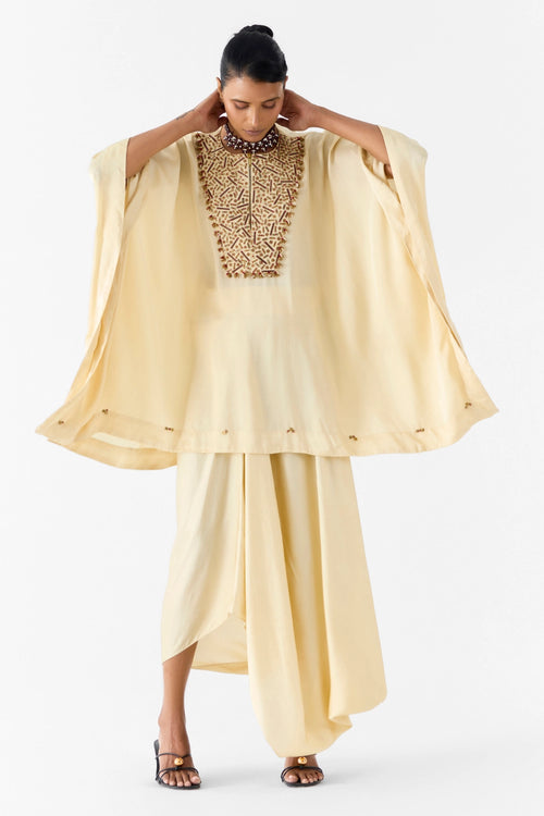 Pearl Embroidered Kimono And Knot Skirt