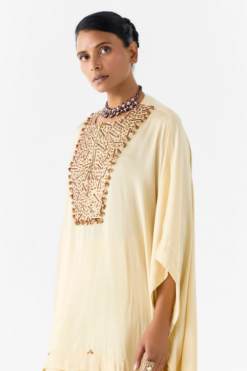 Pearl Embroidered Kimono And Knot Skirt