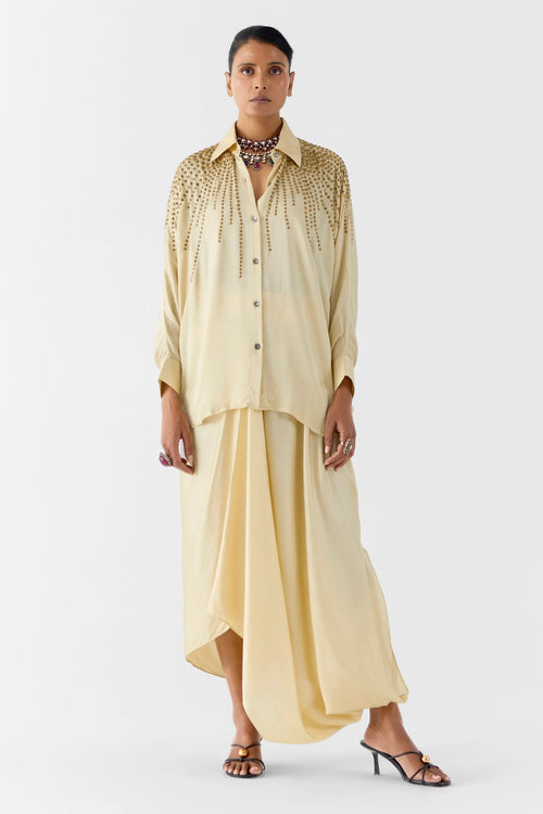 Pearl Studded Shirt & Knot Skirt