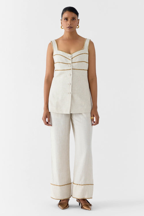 Pearl Linen Blazer And Trousers
