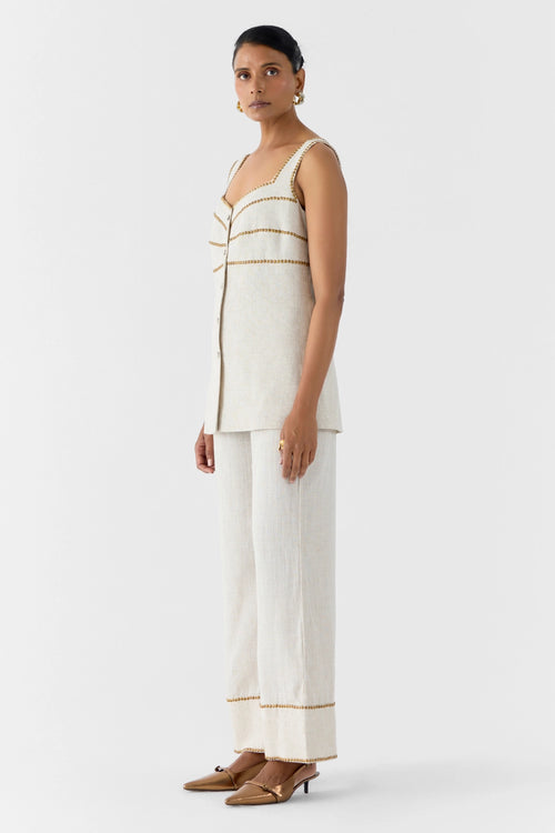 Pearl Linen Blazer And Trousers