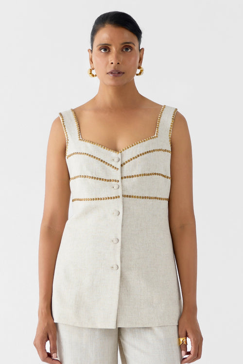 Pearl Linen Blazer And Trousers