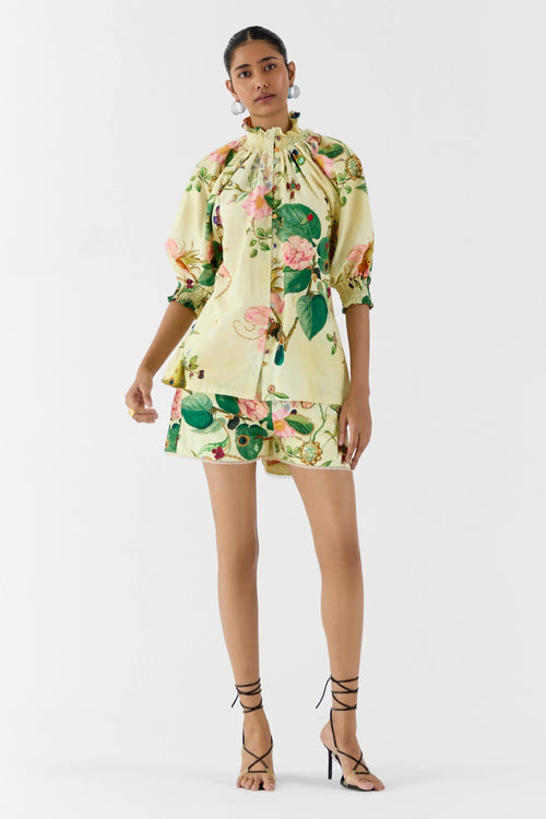 Blossom Ruching Shirt & Shorts
