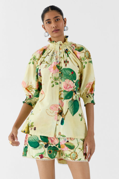 Blossom Ruching Shirt & Shorts