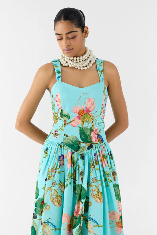 Blue Blossom Sweetheart Dress