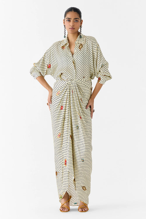 Pearl Polka Dot Shirt Dress