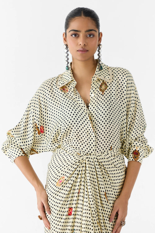 Pearl Polka Dot Shirt Dress