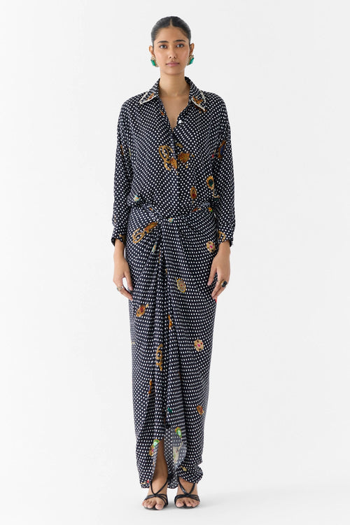 Onyx Polka Dot Shirt Dress