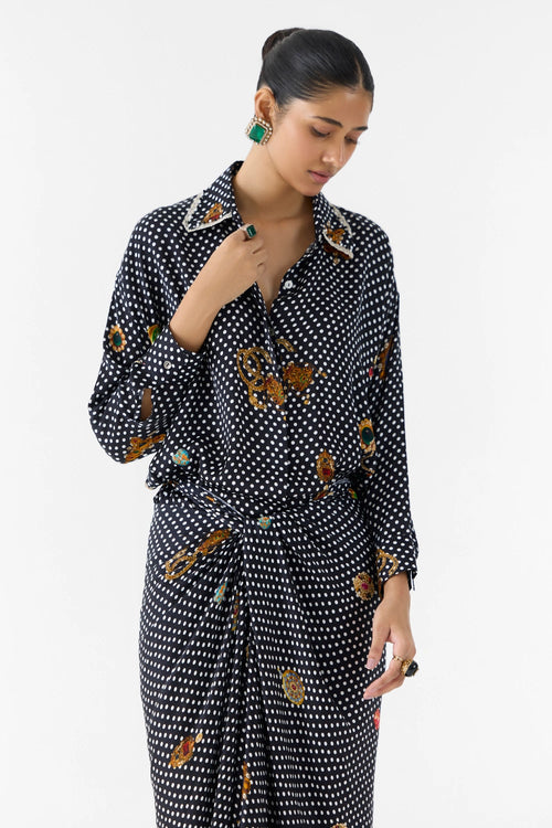 Onyx Polka Dot Shirt Dress