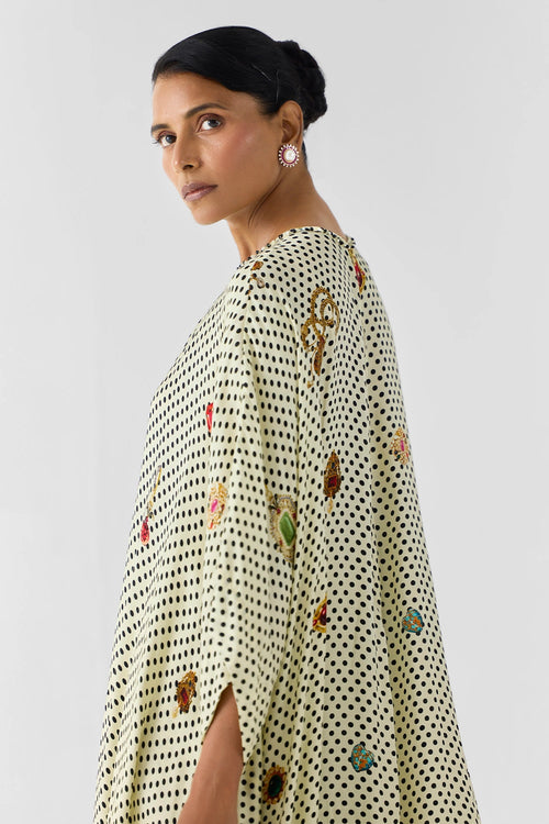 Pearl Polka Dot Kimono Kurta & Pants