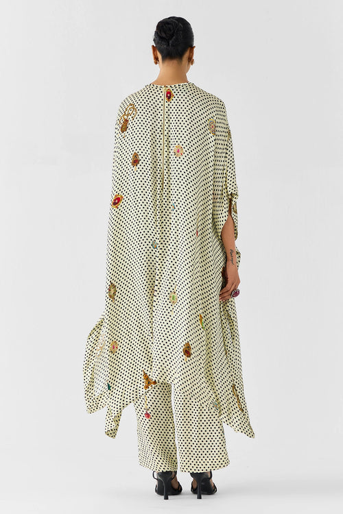 Pearl Polka Dot Kimono Kurta & Pants