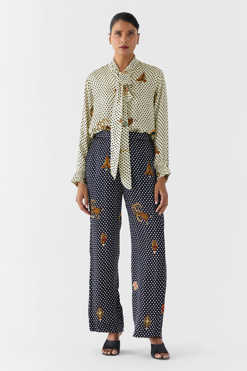 Pearl Polka Dot Knot Shirt & Onyx Polka Pants