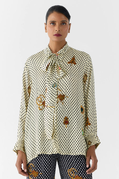 Pearl Polka Dot Knot Shirt & Onyx Polka Pants