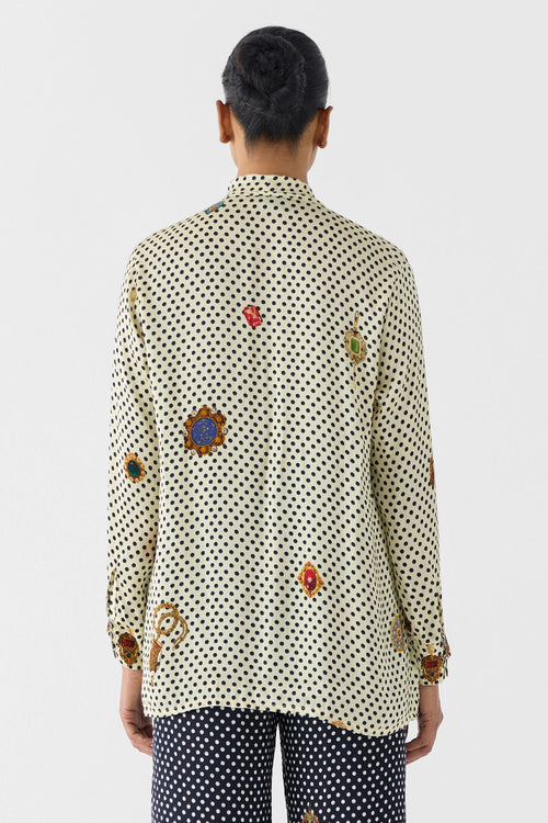 Pearl Polka Dot Knot Shirt & Onyx Polka Pants