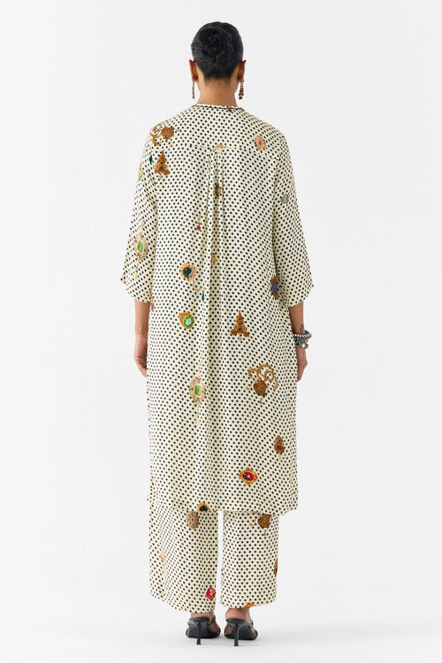 Pearl Polka Dot Straight Kurta & Pants