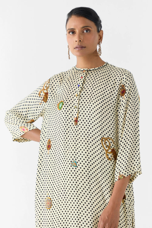 Pearl Polka Dot Straight Kurta & Pants