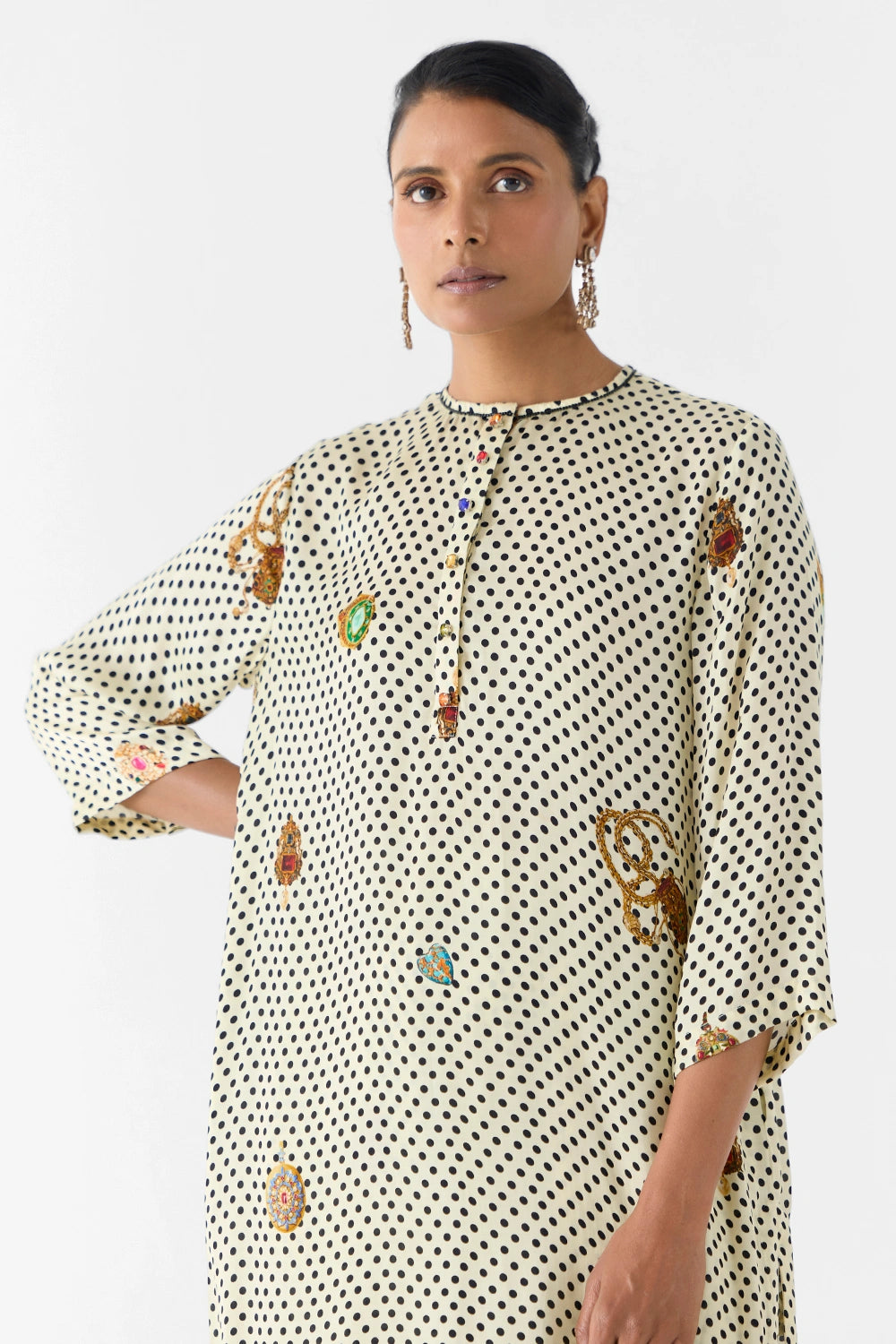 Pearl Polka Dot Straight Kurta & Pants