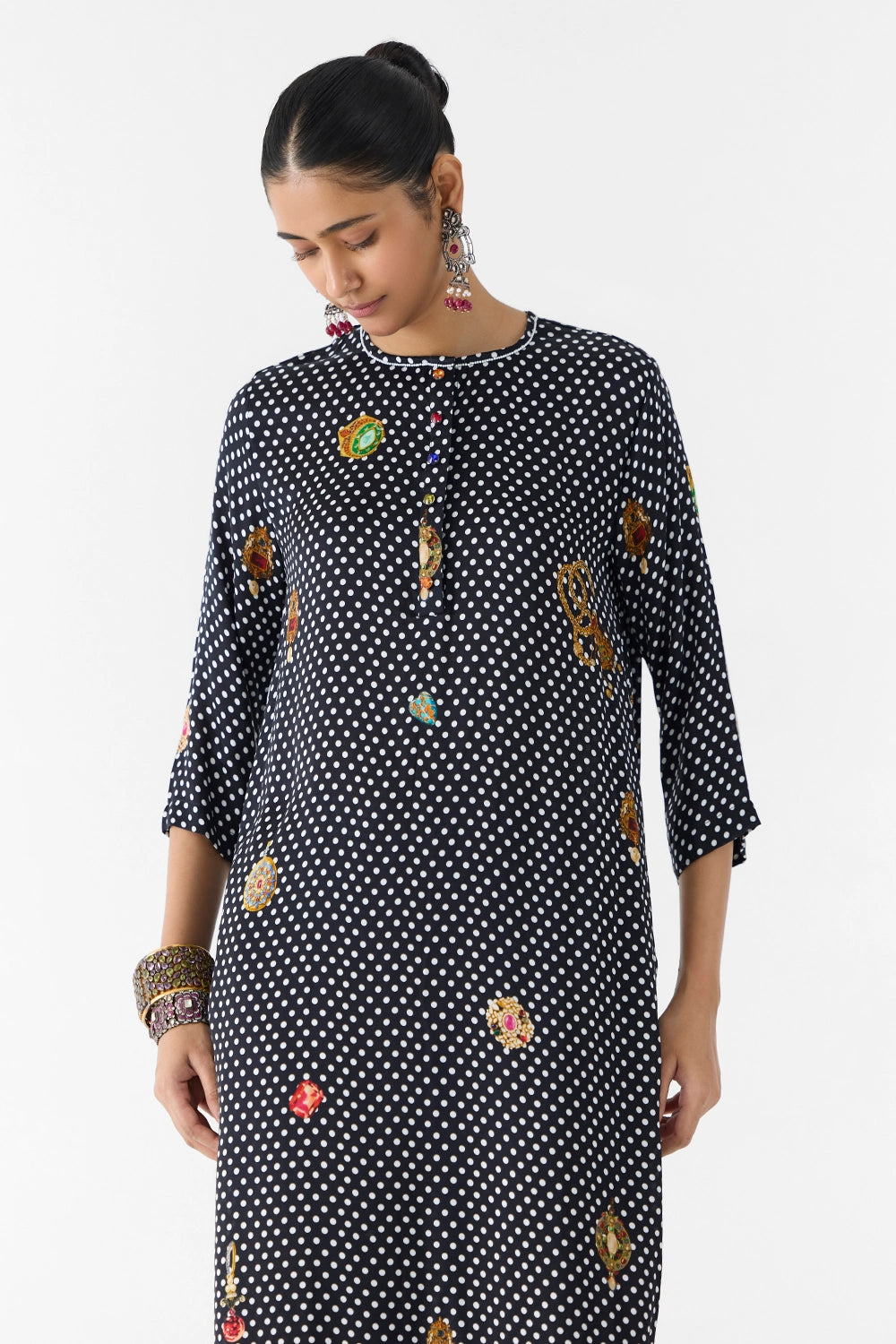 Onyx Polka Dot Straight Kurta & Pants