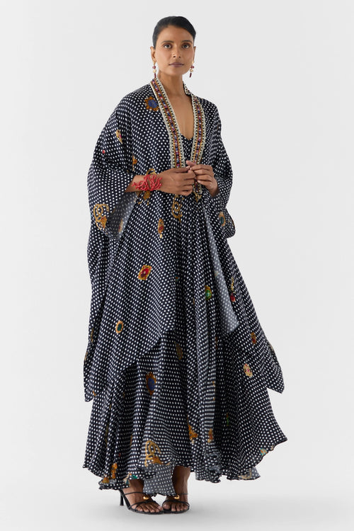 Onyx Polka Dot Cape & Strappy Dress