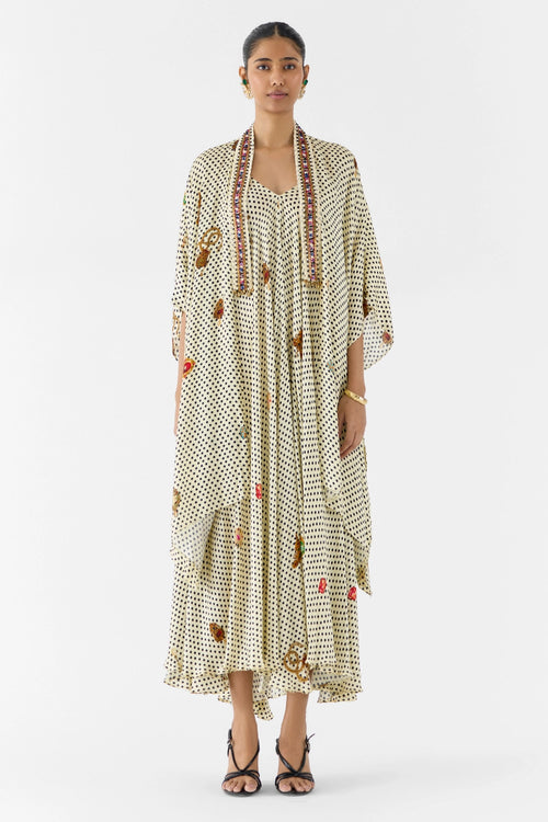 Pearl Polka Dot Strappy Dress & Cape