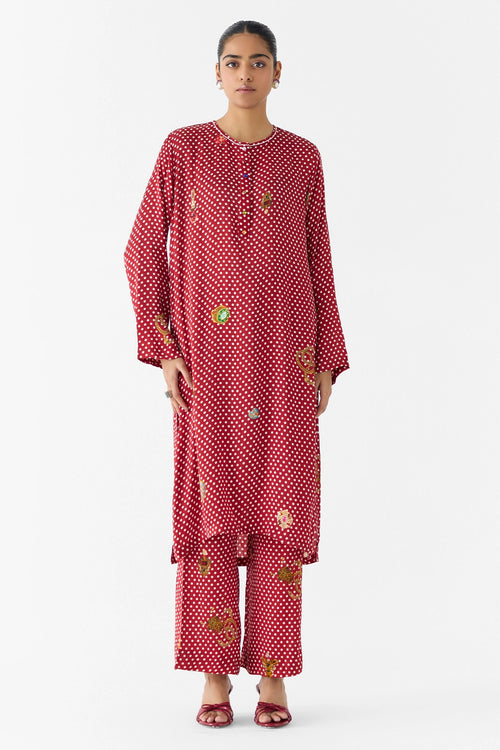 Quartz Polka Dot Straight Kurta & Pants