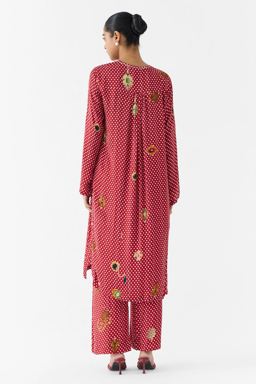 Quartz Polka Dot Straight Kurta & Pants