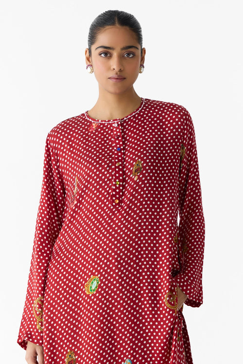 Quartz Polka Dot Straight Kurta & Pants