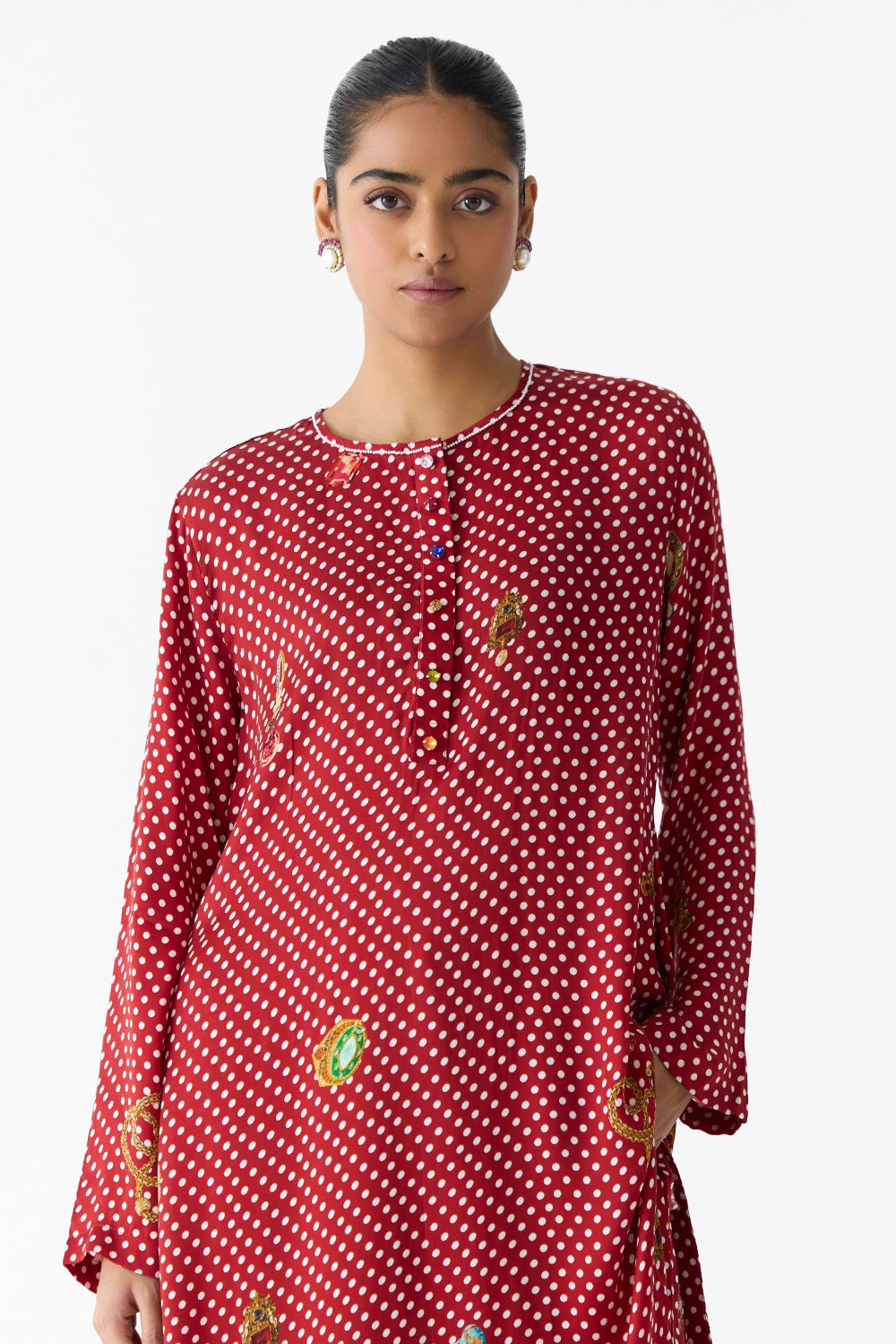 Quartz Polka Dot Straight Kurta & Pants