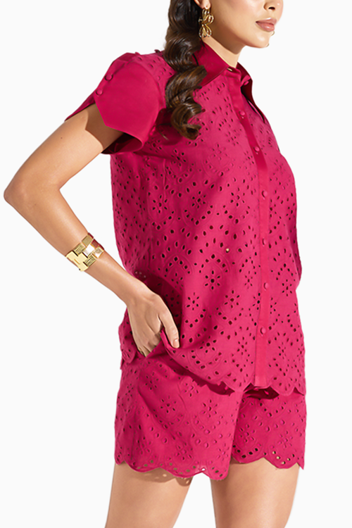 Fuchsia Schiffli Short Set