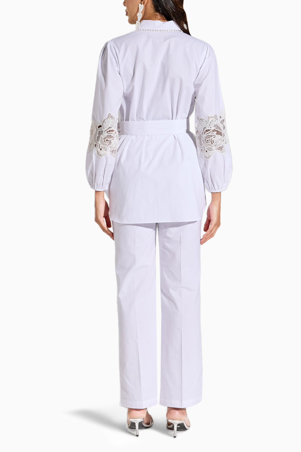 White Flower Pant Set