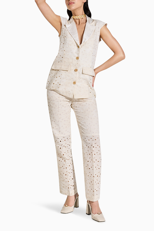 Ivory Schiffli Sleeveless Set