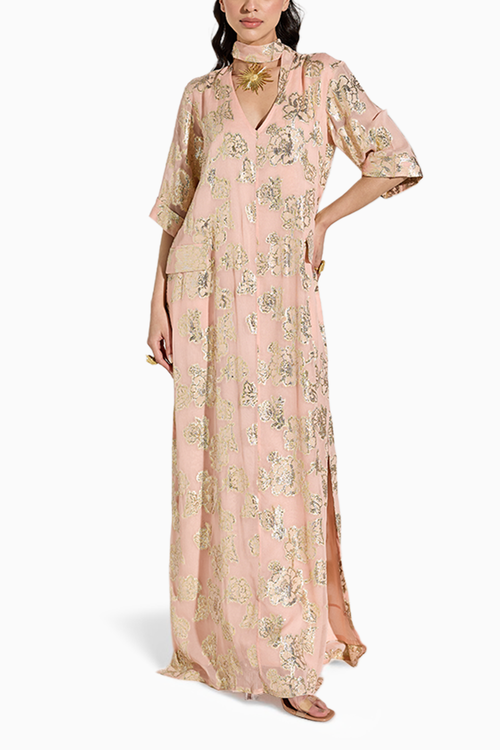 Peach Lurex Kaftan