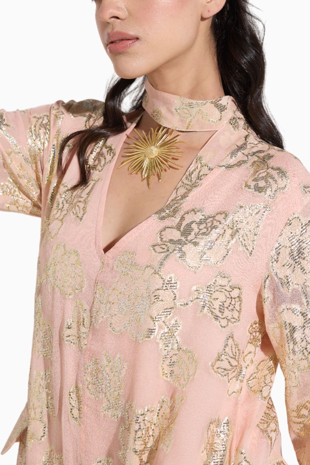 Peach Lurex Kaftan