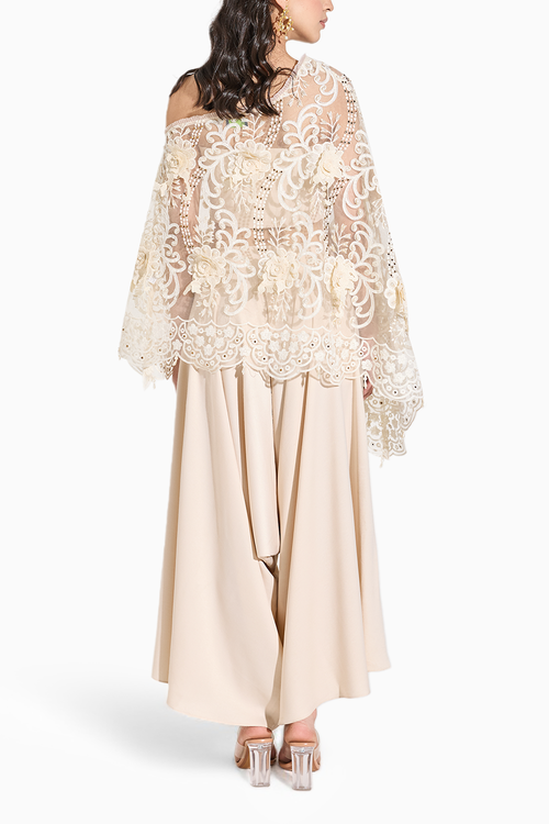 Organza Pearl Cape with Dhoti Pants