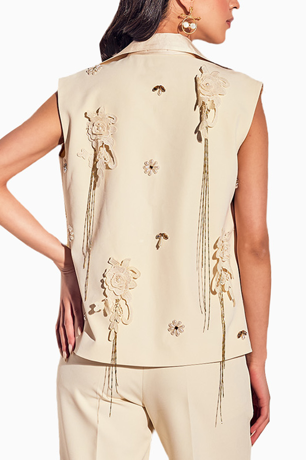 Ivory Pearl Sleeveless Jacket